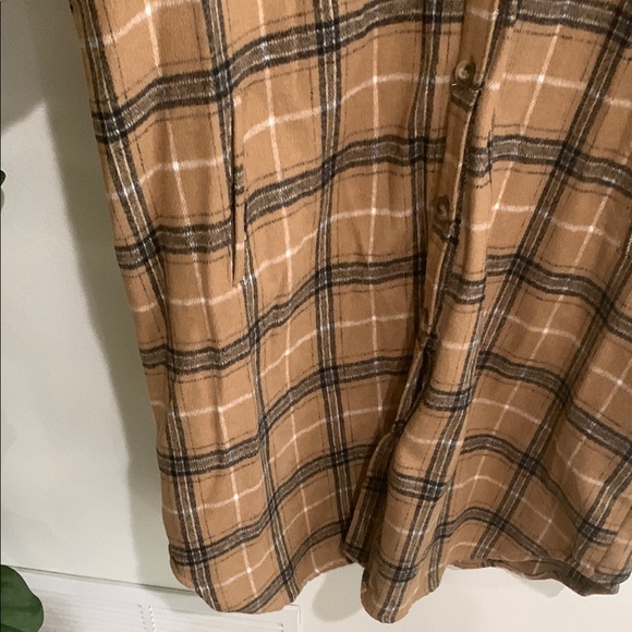 Plaid Tan Jacket for Women Long - Picture 4 of 6